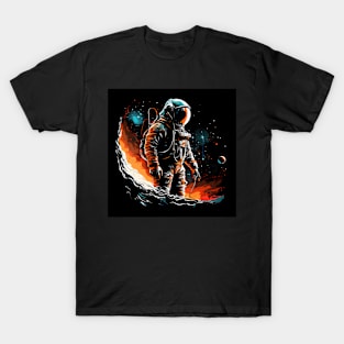 Spaceship Illustration: Multicolor Artwork T-Shirt